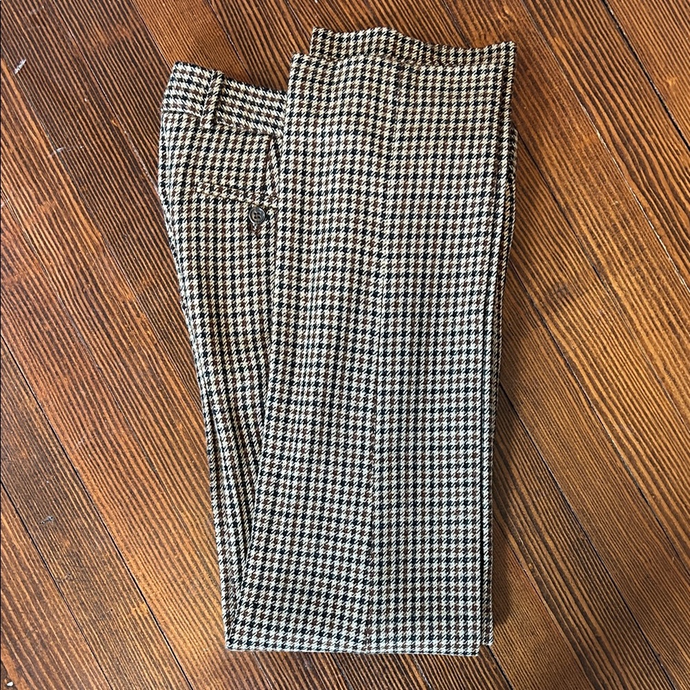 J. Crew Black and Cream Houndstooth Tweed Trousers